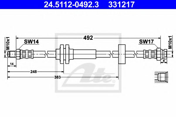 ATE 24.5112-0492.3 Тормозной шланг для FIAT (Фиат) ATE 24.5112-0492.3 Тормозной шланг для FIAT (Фиат)