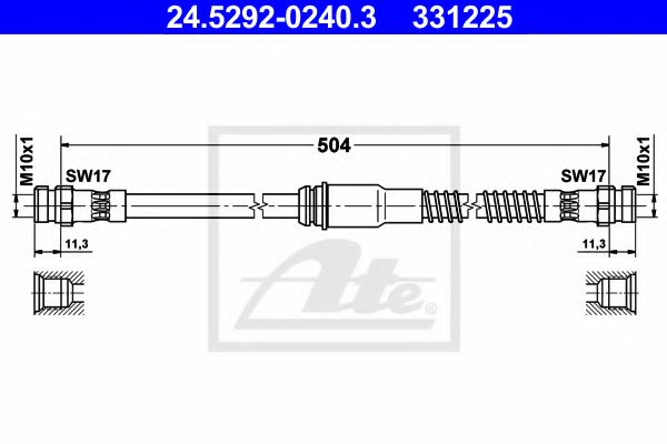 ATE 24.5292-0240.3 Тормозной шланг для NISSAN DUALIS (Ниссан Дуалис) ATE 24.5292-0240.3 Тормозной шланг для NISSAN DUALIS (Ниссан Дуалис)