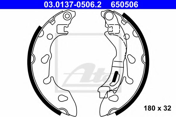 ATE 03.0137-0506.2 Тормозные колодоки для FIAT 500 C (Фиат 500 c) ATE 03.0137-0506.2 Тормозные колодоки для FIAT 500 C (Фиат 500 c)