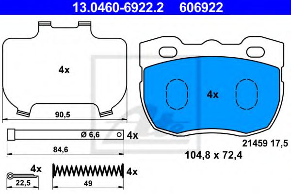 ATE 13.0460-6922.2 Тормозные колодки для LAND ROVER DEFENDER (Ленд ровер/лэнд ровер Дэфэндэр) ATE 13.0460-6922.2 Тормозные колодки для LAND ROVER DEFENDER (Ленд ровер/лэнд ровер Дэфэндэр)