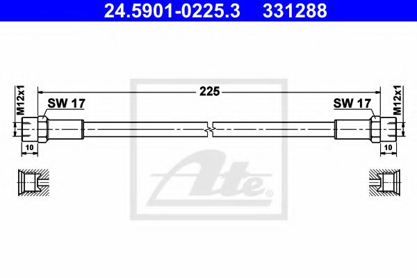 ATE 24.5901-0225.3 Шланг сцепления для MERCEDESBENZ (Мерседес бенц) ATE 24.5901-0225.3 Шланг сцепления для MERCEDESBENZ (Мерседес бенц)