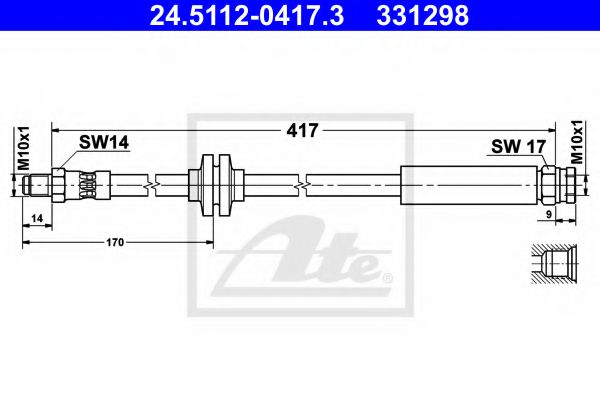 ATE 24.5112-0417.3 Тормозной шланг для FIAT (Фиат) ATE 24.5112-0417.3 Тормозной шланг для FIAT (Фиат)