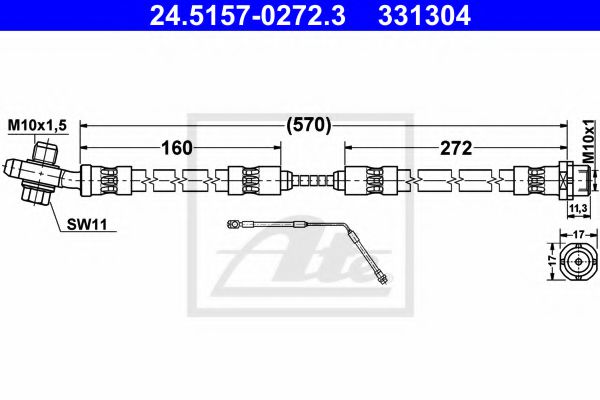ATE 24.5157-0272.3 Тормозной шланг для BMW (Бмв) ATE 24.5157-0272.3 Тормозной шланг для BMW (Бмв)