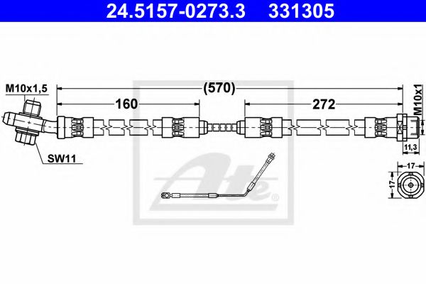 ATE 24.5157-0273.3 Тормозной шланг для BMW (Бмв) ATE 24.5157-0273.3 Тормозной шланг для BMW (Бмв)