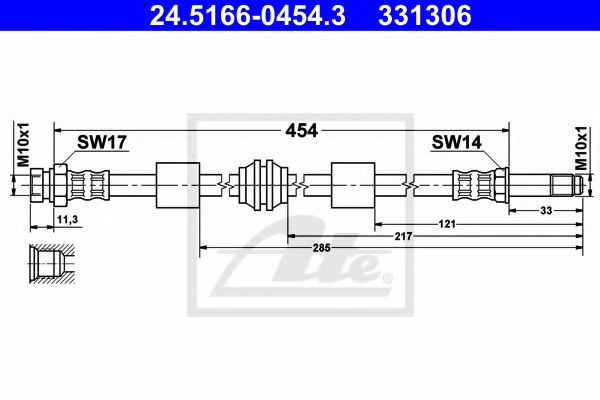 ATE 24.5166-0454.3 Тормозной шланг для SEAT ALHAMBRA (Сеат Альхамбра) ATE 24.5166-0454.3 Тормозной шланг для SEAT ALHAMBRA (Сеат Альхамбра)