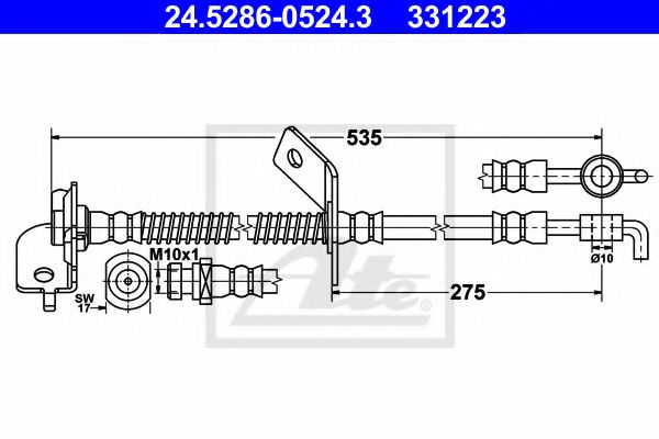 ATE 24.5286-0524.3 Тормозной шланг для KIA CEED SW (Киа Сид св) ATE 24.5286-0524.3 Тормозной шланг для KIA CEED SW (Киа Сид св)