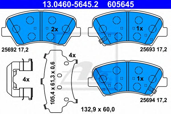 ATE 13.0460-5645.2 Тормозные колодки для HYUNDAI FLUIDIC ELANTRA (Хендай Флуидиc элантра) ATE 13.0460-5645.2 Тормозные колодки для HYUNDAI FLUIDIC ELANTRA (Хендай Флуидиc элантра)