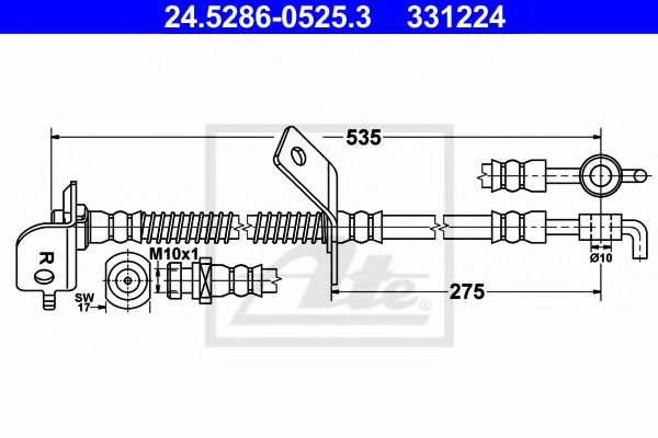 ATE 24.5286-0525.3 Тормозной шланг для KIA CEED SW (Киа Сид св) ATE 24.5286-0525.3 Тормозной шланг для KIA CEED SW (Киа Сид св)