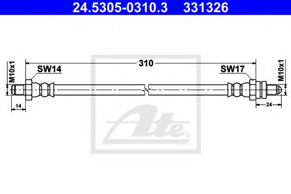 ATE 24.5305-0310.3 Тормозной шланг для FORD (Форд) ATE 24.5305-0310.3 Тормозной шланг для FORD (Форд)