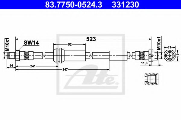 ATE 83.7750-0524.3 Тормозной шланг для MINI MINI CLUBVAN (Мини Мини cлубvан) ATE 83.7750-0524.3 Тормозной шланг для MINI MINI CLUBVAN (Мини Мини cлубvан)