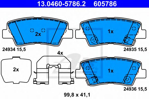 ATE 13.0460-5786.2 Тормозные колодки для HYUNDAI FLUIDIC ELANTRA (Хендай Флуидиc элантра) ATE 13.0460-5786.2 Тормозные колодки для HYUNDAI FLUIDIC ELANTRA (Хендай Флуидиc элантра)