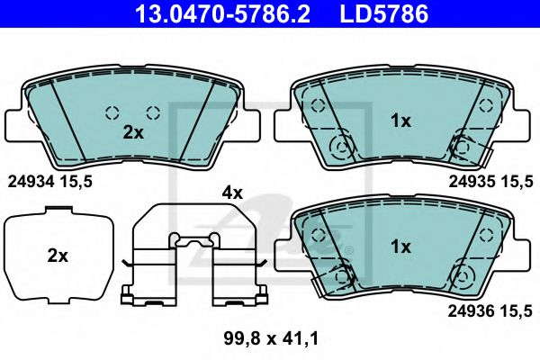 ATE 13.0470-5786.2 Тормозные колодки для HYUNDAI FLUIDIC ELANTRA (Хендай Флуидиc элантра) ATE 13.0470-5786.2 Тормозные колодки для HYUNDAI FLUIDIC ELANTRA (Хендай Флуидиc элантра)