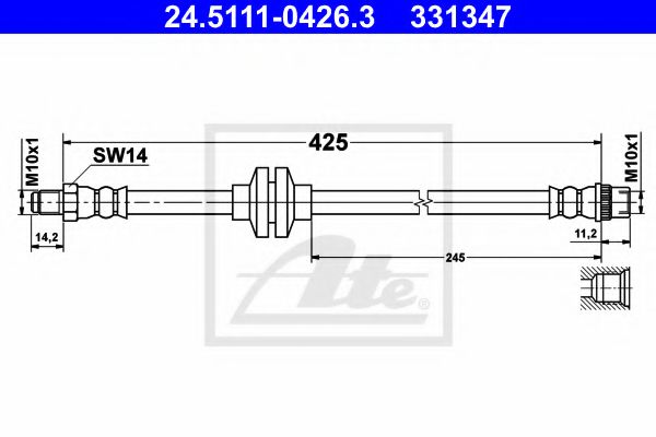 ATE 24.5111-0426.3 Тормозной шланг для RENAULT MEGANE CC (Рено Меган сс) ATE 24.5111-0426.3 Тормозной шланг для RENAULT MEGANE CC (Рено Меган сс)
