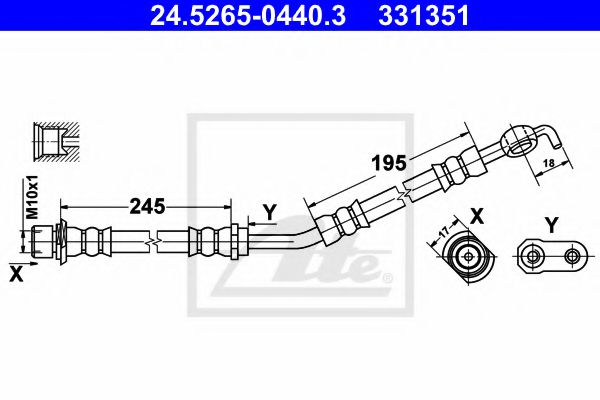ATE 24.5265-0440.3 Тормозной шланг для TOYOTA VERSO S (Тойота/тоета Vэрсо с) ATE 24.5265-0440.3 Тормозной шланг для TOYOTA VERSO S (Тойота/тоета Vэрсо с)