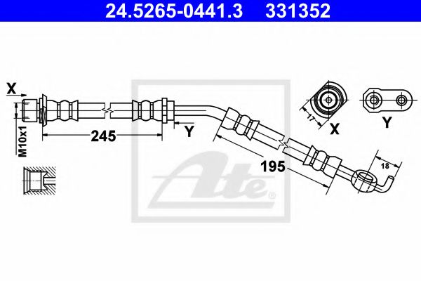 ATE 24.5265-0441.3 Тормозной шланг для TOYOTA VERSO S (Тойота/тоета Vэрсо с) ATE 24.5265-0441.3 Тормозной шланг для TOYOTA VERSO S (Тойота/тоета Vэрсо с)