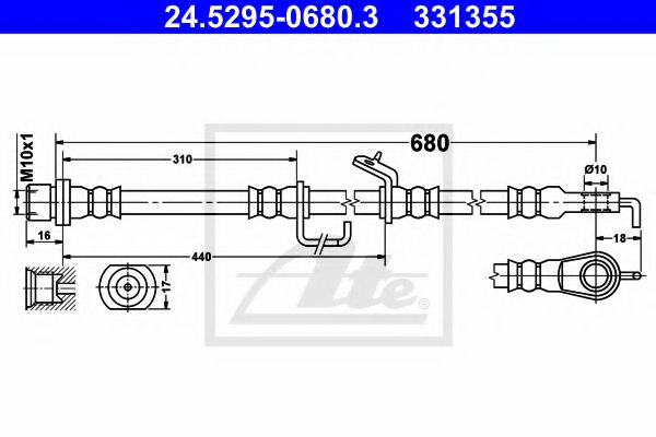 ATE 24.5295-0680.3 Тормозной шланг для TOYOTA (Тойота/тоета) ATE 24.5295-0680.3 Тормозной шланг для TOYOTA (Тойота/тоета)