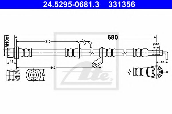 ATE 24.5295-0681.3 Тормозной шланг для TOYOTA (Тойота/тоета) ATE 24.5295-0681.3 Тормозной шланг для TOYOTA (Тойота/тоета)