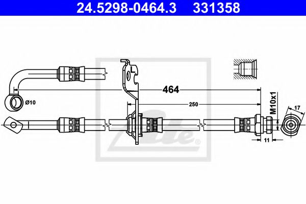 ATE 24.5298-0464.3 Тормозной шланг для KIA PICANTO (Киа Пиканто) ATE 24.5298-0464.3 Тормозной шланг для KIA PICANTO (Киа Пиканто)