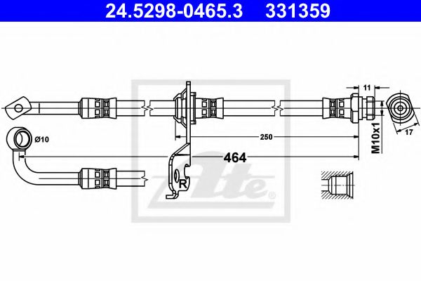 ATE 24.5298-0465.3 Тормозной шланг для KIA PICANTO (Киа Пиканто) ATE 24.5298-0465.3 Тормозной шланг для KIA PICANTO (Киа Пиканто)