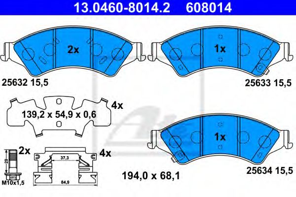 ATE 13.0460-8014.2 Тормозные колодки для FORD RANGER (Форд Рангэр) ATE 13.0460-8014.2 Тормозные колодки для FORD RANGER (Форд Рангэр)