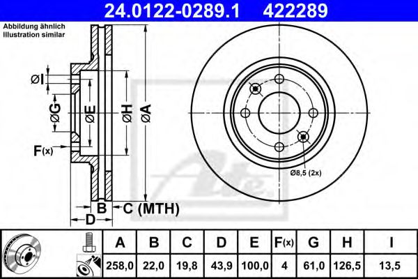 ATE 24.0122-0289.1 Тормозной диск для RENAULT CLIO IV (Рено Клио 4) ATE 24.0122-0289.1 Тормозной диск для RENAULT CLIO IV (Рено Клио 4)