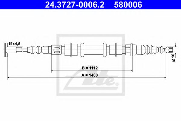 ATE 24.3727-0006.2 Трос, стояночная тормозная система для FIAT TEMPRA (Фиат Тэмпра) ATE 24.3727-0006.2 Трос, стояночная тормозная система для FIAT TEMPRA (Фиат Тэмпра)