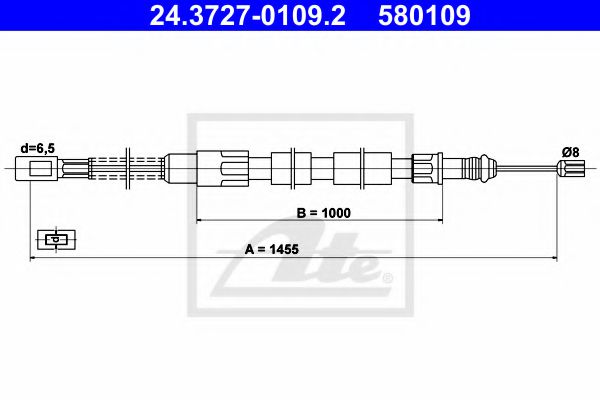 ATE 24.3727-0109.2 Трос, стояночная тормозная система для VOLKSWAGEN T3 CARAVELLE (Фольксваген Т3 cараvэллэ) ATE 24.3727-0109.2 Трос, стояночная тормозная система для VOLKSWAGEN T3 CARAVELLE (Фольксваген Т3 cараvэллэ)