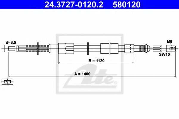 ATE 24.3727-0120.2 Трос, стояночная тормозная система для VOLKSWAGEN LT 40-55 I (Фольксваген Лт 40-55 и) ATE 24.3727-0120.2 Трос, стояночная тормозная система для VOLKSWAGEN LT 40-55 I (Фольксваген Лт 40-55 и)