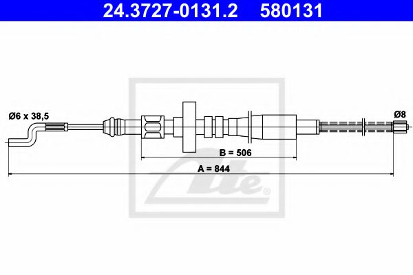 ATE 24.3727-0131.2 Трос, стояночная тормозная система для VOLKSWAGEN T4 MULTIVAN (Фольксваген Т4 мултиvан) ATE 24.3727-0131.2 Трос, стояночная тормозная система для VOLKSWAGEN T4 MULTIVAN (Фольксваген Т4 мултиvан)