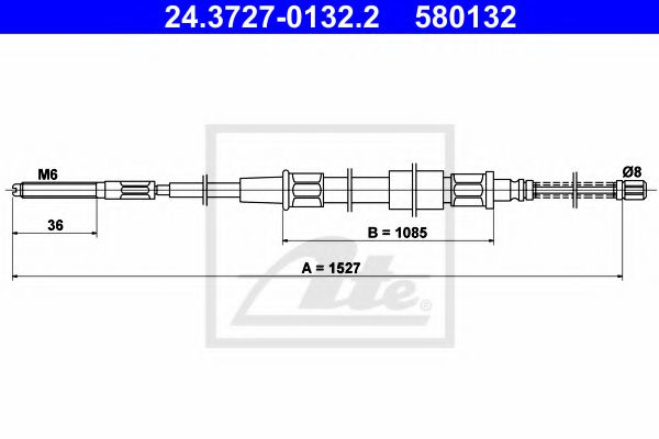 ATE 24.3727-0132.2 Трос, стояночная тормозная система для VOLKSWAGEN JETTA II (Фольксваген Жэтта 2) ATE 24.3727-0132.2 Трос, стояночная тормозная система для VOLKSWAGEN JETTA II (Фольксваген Жэтта 2)