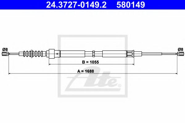 ATE 24.3727-0149.2 Трос, стояночная тормозная система для VOLKSWAGEN GOLF IV (Фольксваген Гольф 4) ATE 24.3727-0149.2 Трос, стояночная тормозная система для VOLKSWAGEN GOLF IV (Фольксваген Гольф 4)