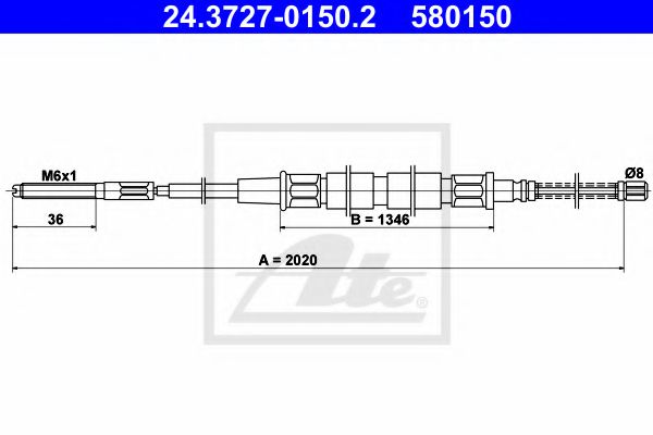 ATE 24.3727-0150.2 Трос, стояночная тормозная система для VOLKSWAGEN CADDY I (Фольксваген Cаддъ и) ATE 24.3727-0150.2 Трос, стояночная тормозная система для VOLKSWAGEN CADDY I (Фольксваген Cаддъ и)