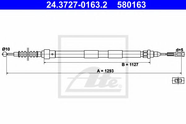 ATE 24.3727-0163.2 Трос, стояночная тормозная система для FORD GALAXY (Форд Галакси) ATE 24.3727-0163.2 Трос, стояночная тормозная система для FORD GALAXY (Форд Галакси)