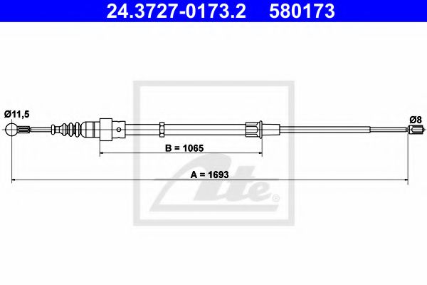 ATE 24.3727-0173.2 Трос, стояночная тормозная система для VOLKSWAGEN GOLF IV (Фольксваген Гольф 4) ATE 24.3727-0173.2 Трос, стояночная тормозная система для VOLKSWAGEN GOLF IV (Фольксваген Гольф 4)