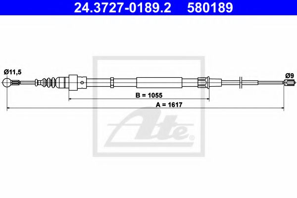 ATE 24.3727-0189.2 Трос, стояночная тормозная система для AUDI TT (Ауди Тт) ATE 24.3727-0189.2 Трос, стояночная тормозная система для AUDI TT (Ауди Тт)