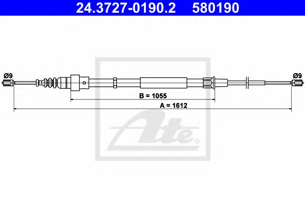 ATE 24.3727-0190.2 Трос, стояночная тормозная система для AUDI TT (Ауди Тт) ATE 24.3727-0190.2 Трос, стояночная тормозная система для AUDI TT (Ауди Тт)