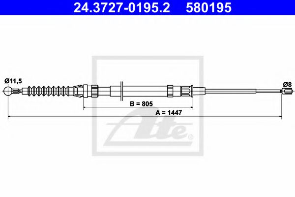 ATE 24.3727-0195.2 Трос, стояночная тормозная система для SEAT ALTEA (Сеат Алтэа) ATE 24.3727-0195.2 Трос, стояночная тормозная система для SEAT ALTEA (Сеат Алтэа)