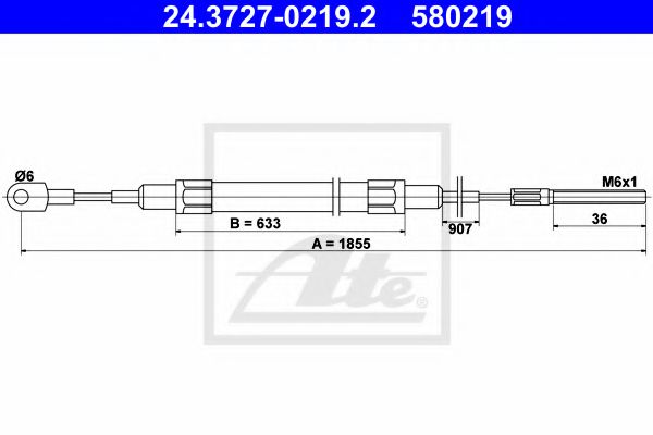 ATE 24.3727-0219.2 Трос, стояночная тормозная система для BMW 7 (Бмв 7) ATE 24.3727-0219.2 Трос, стояночная тормозная система для BMW 7 (Бмв 7)