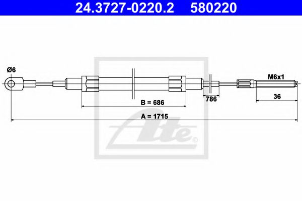 ATE 24.3727-0220.2 Трос, стояночная тормозная система для BMW (Бмв) ATE 24.3727-0220.2 Трос, стояночная тормозная система для BMW (Бмв)