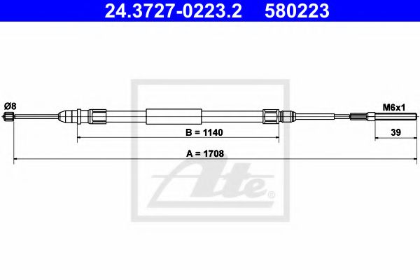 ATE 24.3727-0223.2 Трос, стояночная тормозная система для BMW (Бмв) ATE 24.3727-0223.2 Трос, стояночная тормозная система для BMW (Бмв)