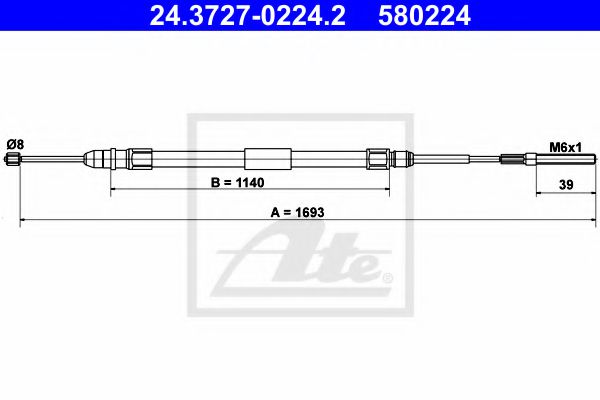 ATE 24.3727-0224.2 Трос, стояночная тормозная система для BMW (Бмв) ATE 24.3727-0224.2 Трос, стояночная тормозная система для BMW (Бмв)