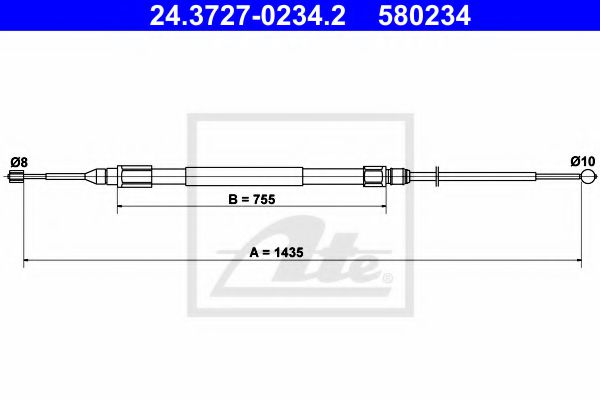 ATE 24.3727-0234.2 Трос, стояночная тормозная система для BMW (Бмв) ATE 24.3727-0234.2 Трос, стояночная тормозная система для BMW (Бмв)