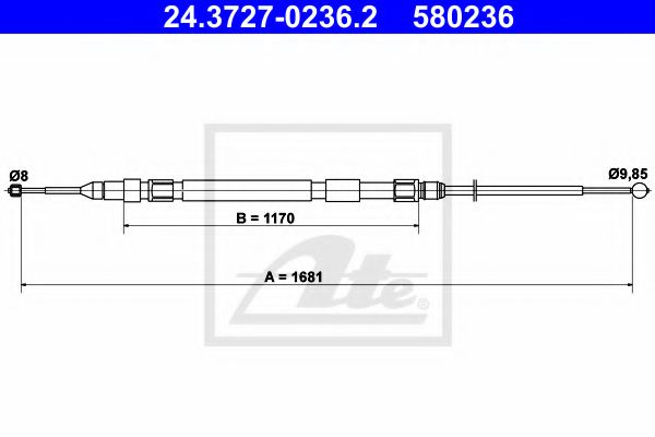 ATE 24.3727-0236.2 Трос, стояночная тормозная система для BMW (Бмв) ATE 24.3727-0236.2 Трос, стояночная тормозная система для BMW (Бмв)