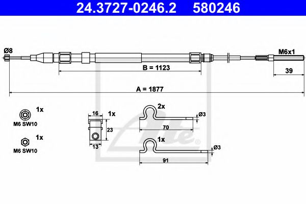 ATE 24.3727-0246.2 Трос, стояночная тормозная система для BMW (Бмв) ATE 24.3727-0246.2 Трос, стояночная тормозная система для BMW (Бмв)