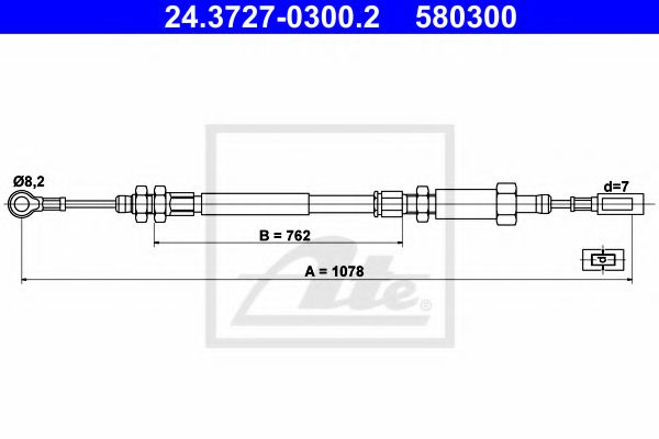 ATE 24.3727-0300.2 Трос, стояночная тормозная система для FIAT (Фиат) ATE 24.3727-0300.2 Трос, стояночная тормозная система для FIAT (Фиат)