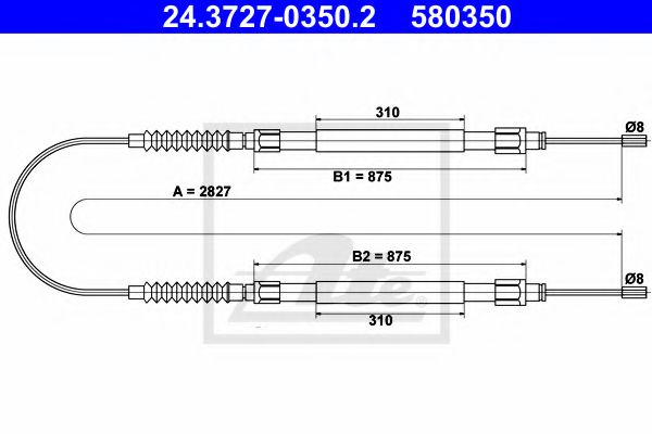 ATE 24.3727-0350.2 Трос, стояночная тормозная система для CITROËN RELAY (CитроËн Рэлаъ) ATE 24.3727-0350.2 Трос, стояночная тормозная система для CITROËN RELAY (CитроËн Рэлаъ)