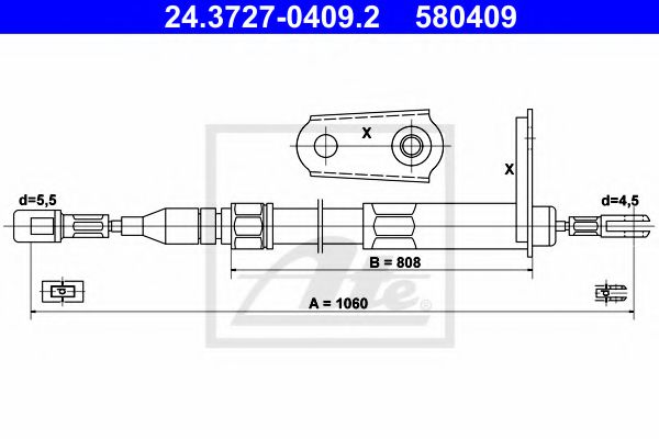 ATE 24.3727-0409.2 Трос, стояночная тормозная система для MERCEDES-BENZ E-CLASS (Мэрcэдэс-бэнз Е класс) ATE 24.3727-0409.2 Трос, стояночная тормозная система для MERCEDES-BENZ E-CLASS (Мэрcэдэс-бэнз Е класс)