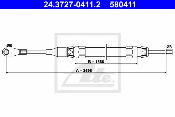 ATE 24.3727-0411.2 Трос, стояночная тормозная система для MERCEDES-BENZ E-CLASS (Мэрcэдэс-бэнз Е класс) ATE 24.3727-0411.2 Трос, стояночная тормозная система для MERCEDES-BENZ E-CLASS (Мэрcэдэс-бэнз Е класс)