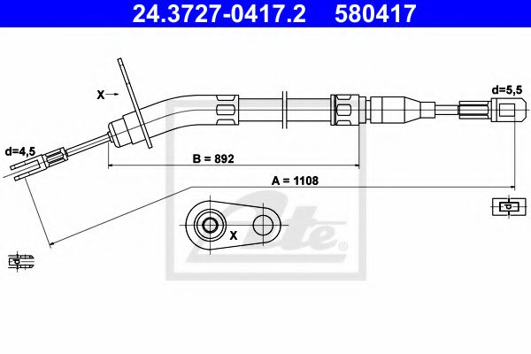 ATE 24.3727-0417.2 Трос, стояночная тормозная система для MERCEDESBENZ (Мерседес бенц) ATE 24.3727-0417.2 Трос, стояночная тормозная система для MERCEDESBENZ (Мерседес бенц)
