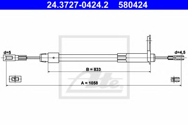 ATE 24.3727-0424.2 Трос, стояночная тормозная система для MERCEDES-BENZ E-CLASS (Мэрcэдэс-бэнз Е класс) ATE 24.3727-0424.2 Трос, стояночная тормозная система для MERCEDES-BENZ E-CLASS (Мэрcэдэс-бэнз Е класс)